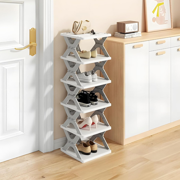 Foldable Shoe Rack (1 Pc, 8 Layers): Space-Saving, Entryway Storage